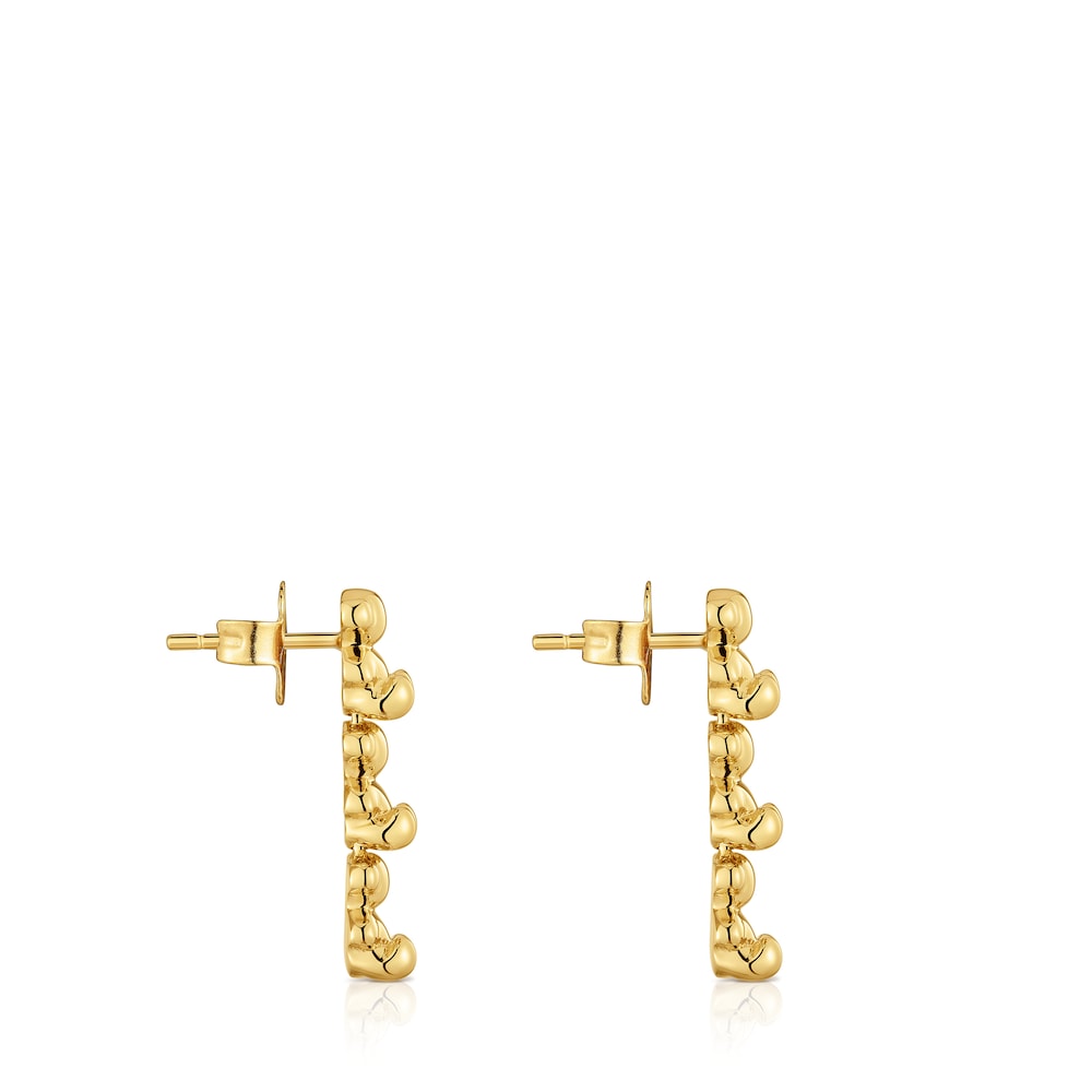 Pendientes largos con baño de oro 18 kt sobre plata motivos oso Bold Bear image number 1
