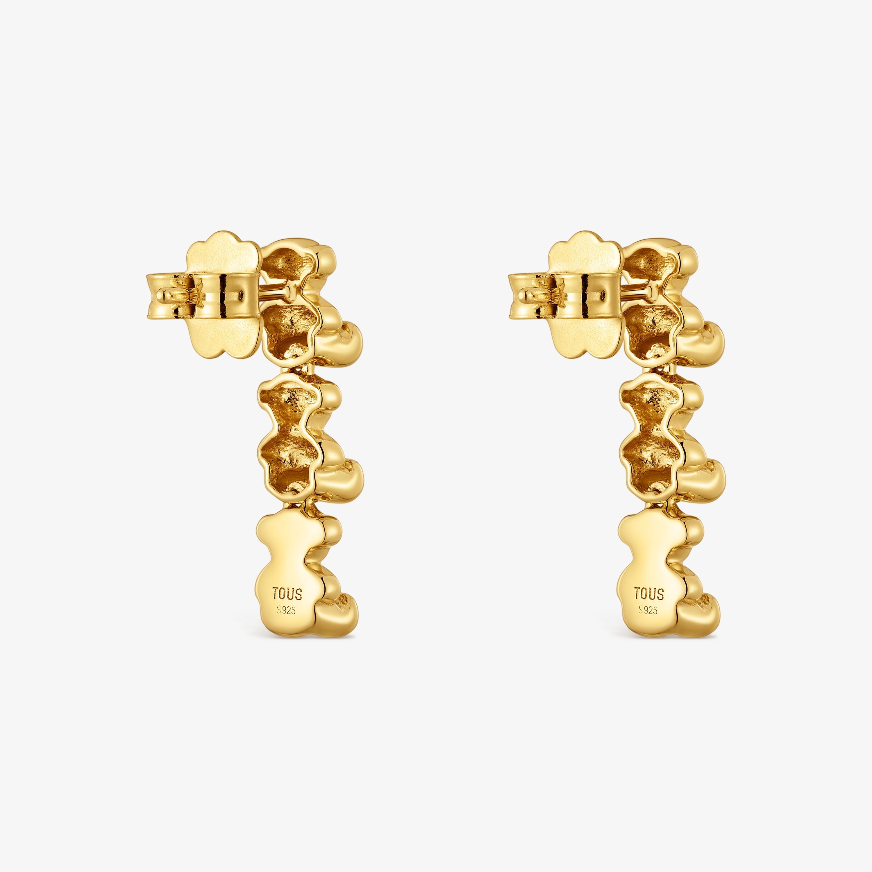 Long 18K gold vermeil Earrings with bear motifs Bold Bear