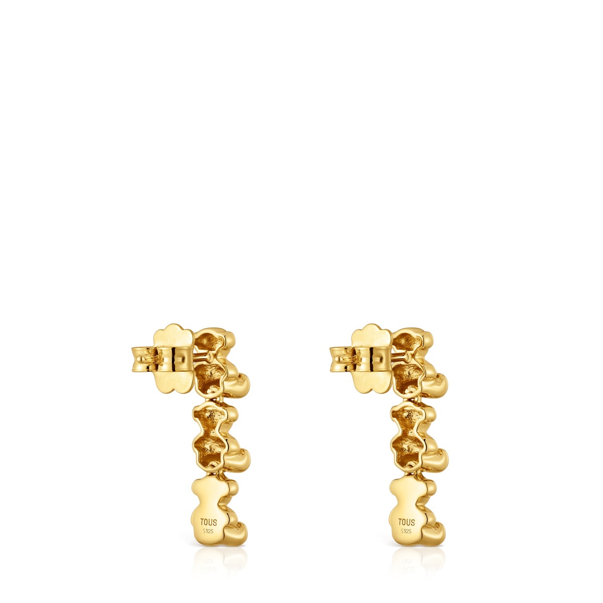 Pendientes largos con baño de oro 18 kt sobre plata motivos oso Bold Bear