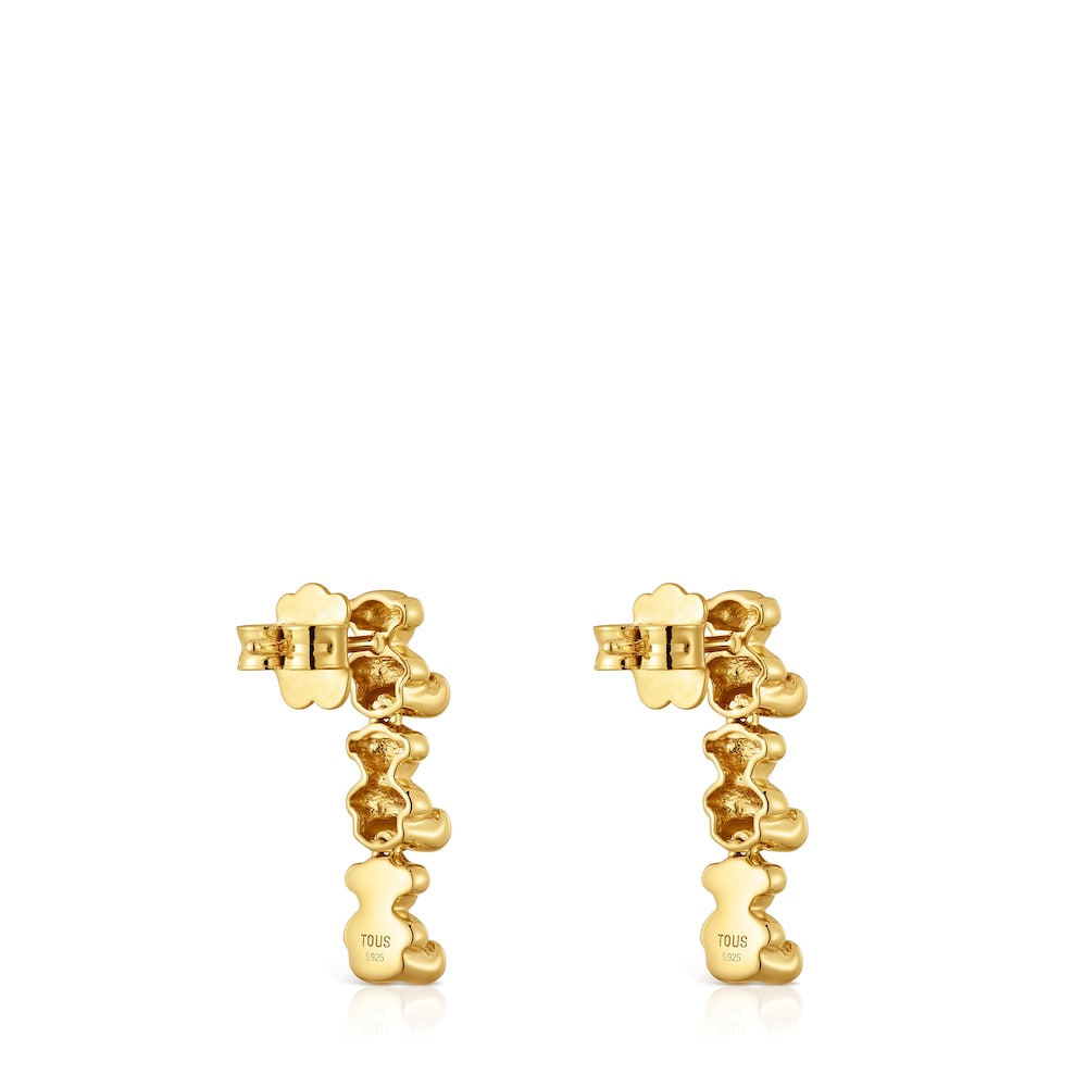 Pendientes largos con baño de oro 18 kt sobre plata motivos oso Bold Bear image number 2