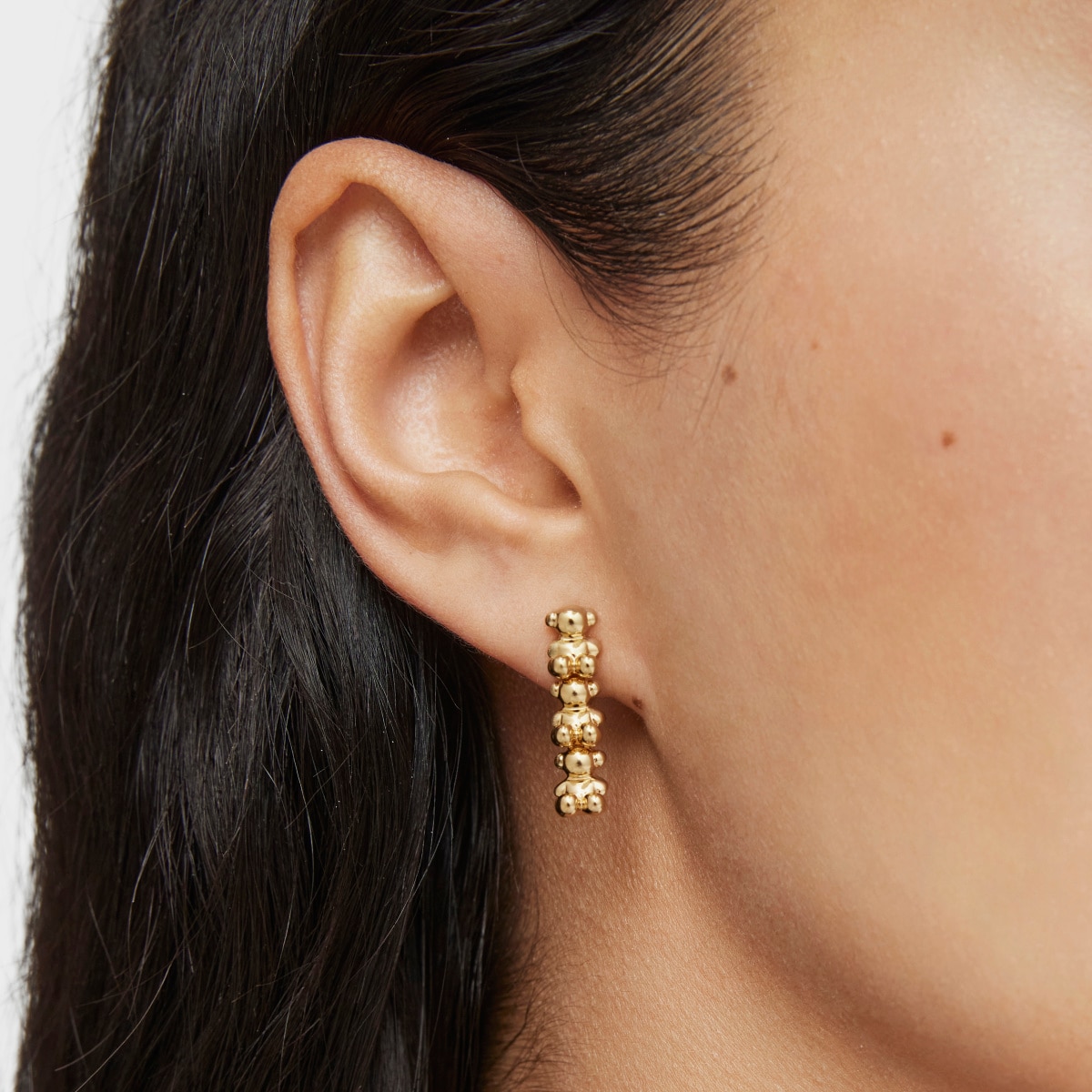 Pendientes largos con baño de oro 18 kt sobre plata motivos oso Bold Bear