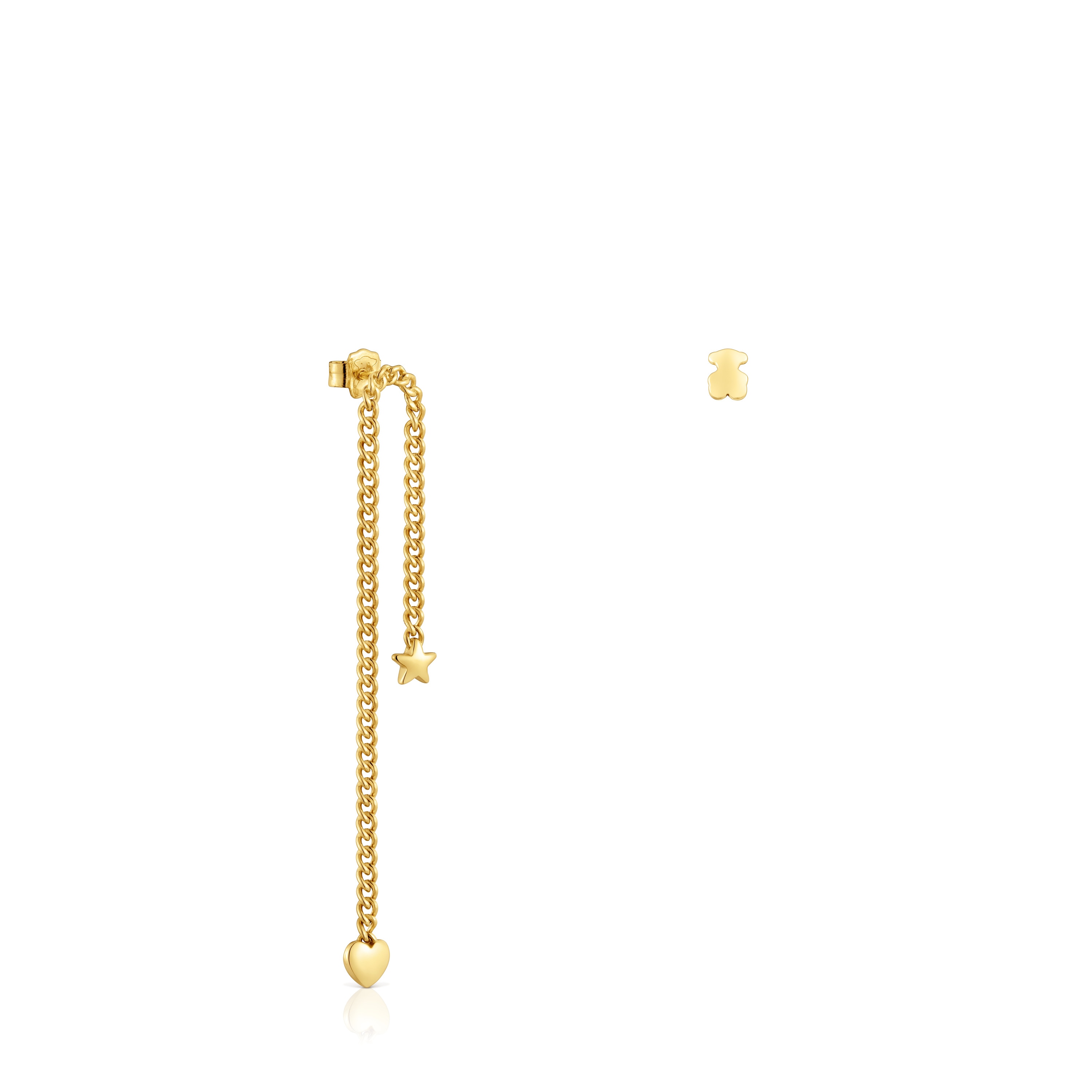 Pendientes corto-largo con baño de oro 18 kt sobre plata Bold Motif