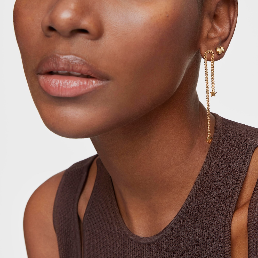 Długie/kr&oacute;tkie kolczyki ze srebra powlekanego 18-karatowym złotem Bold Motif