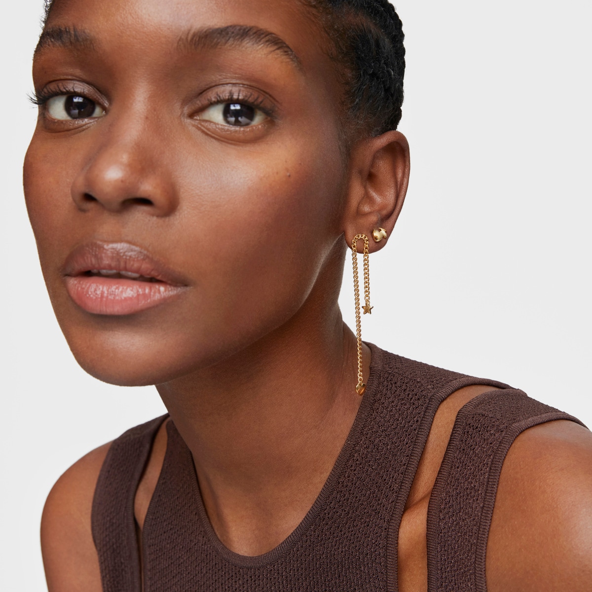 Long-short 18kt gold plating over silver Earrings Bold Motif