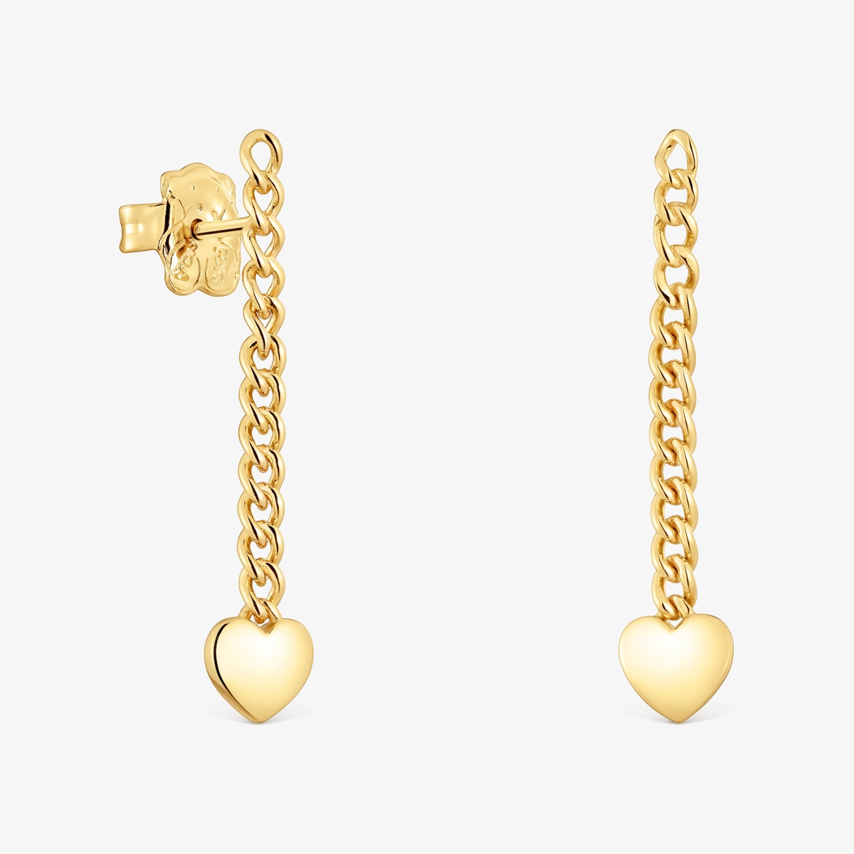 Tous - Pendientes Largos Corazón Con Baño De Oro 18 Kt Sobre Plata Bold Motif - Dorado