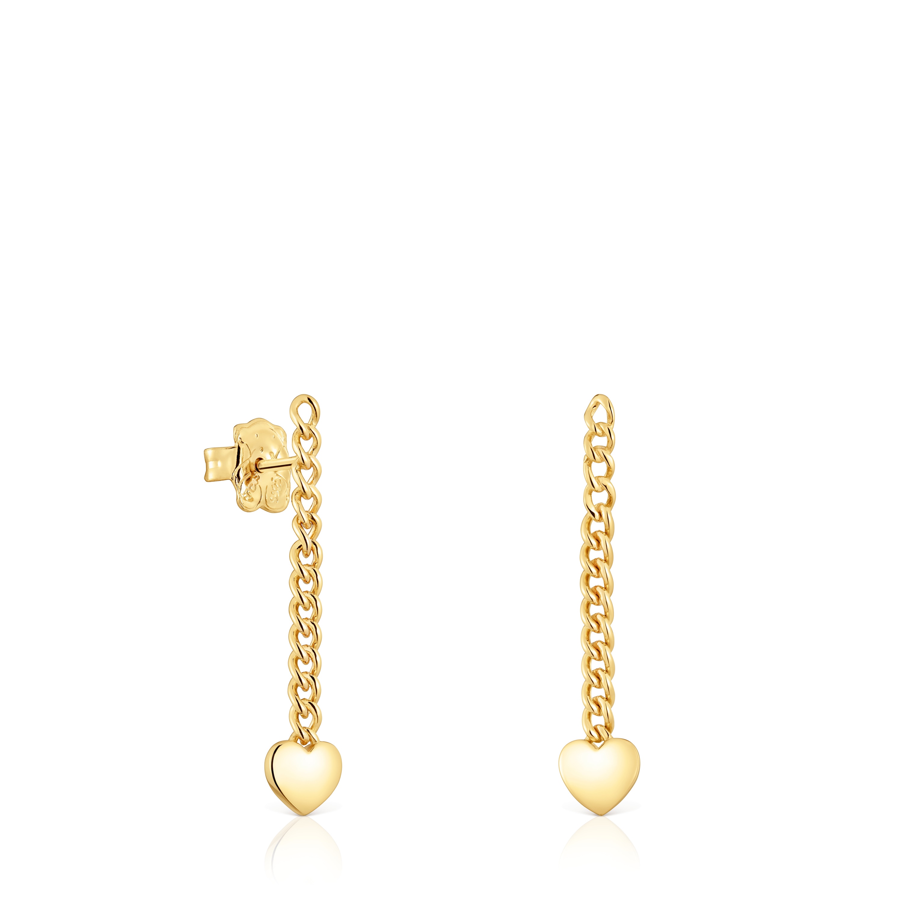Pendientes largos corazón con baño de oro 18 kt sobre plata Bold Motif