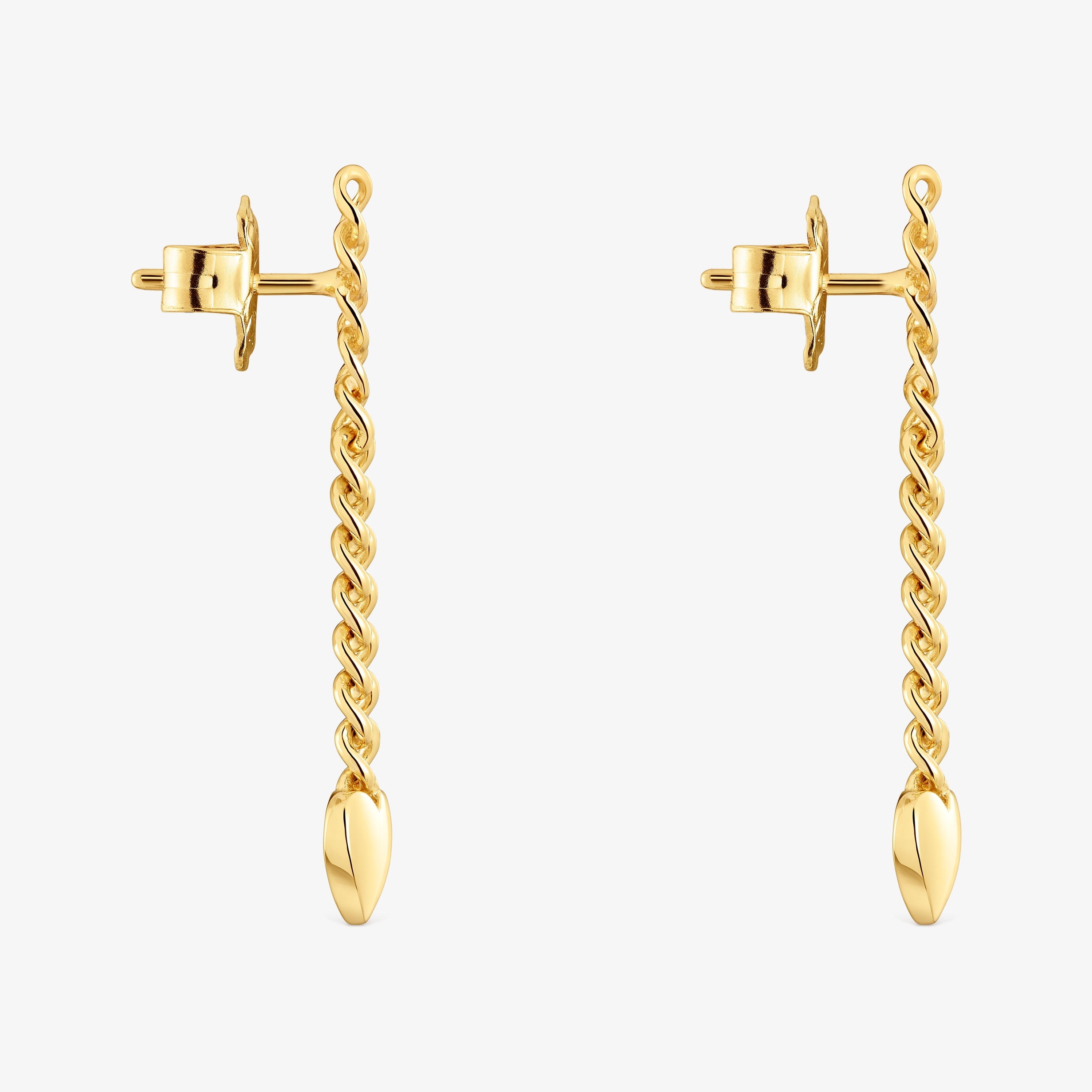 Long 18K gold vermeil heart Earrings Bold Motif
