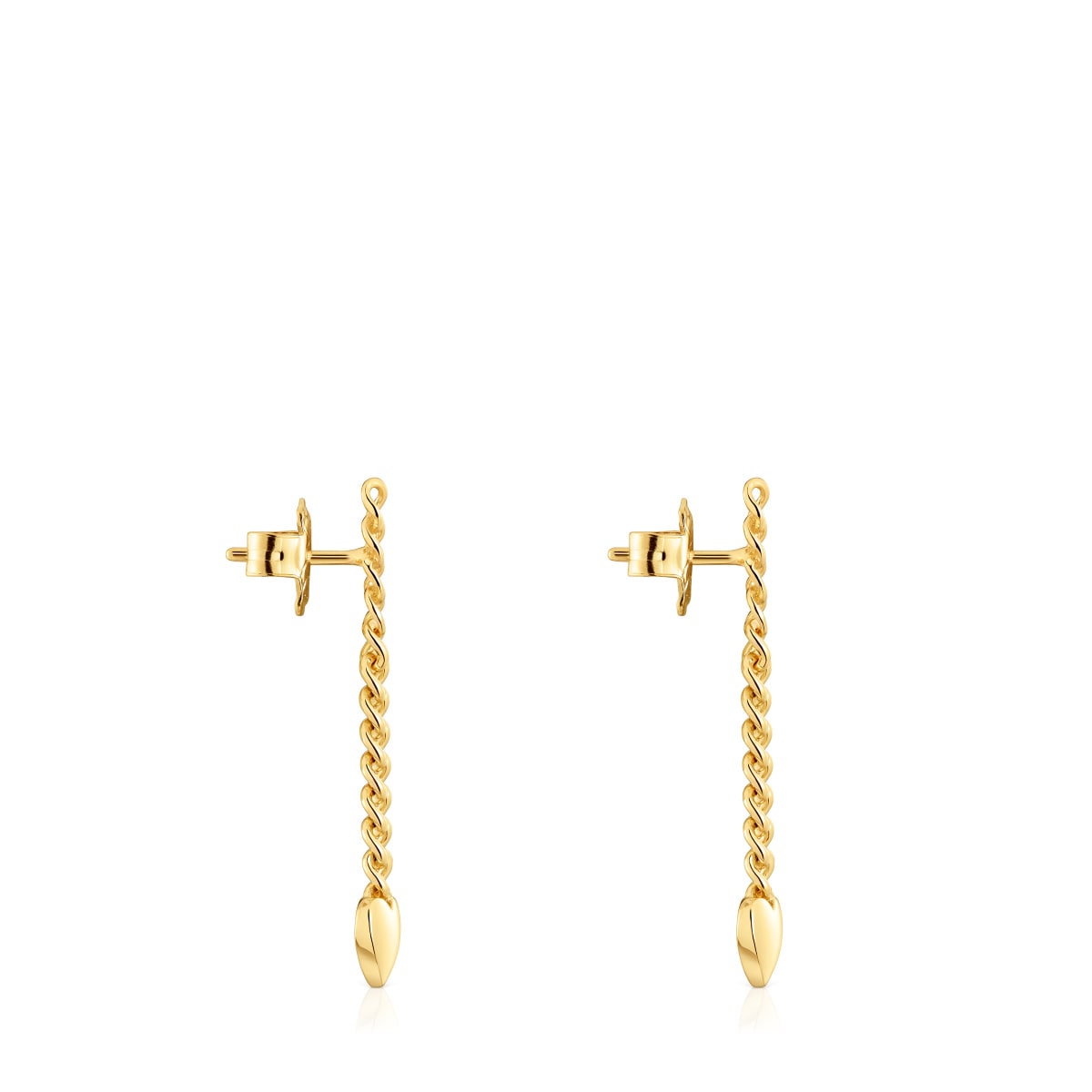 Long 18kt gold plating over silver heart Earrings Bold Motif