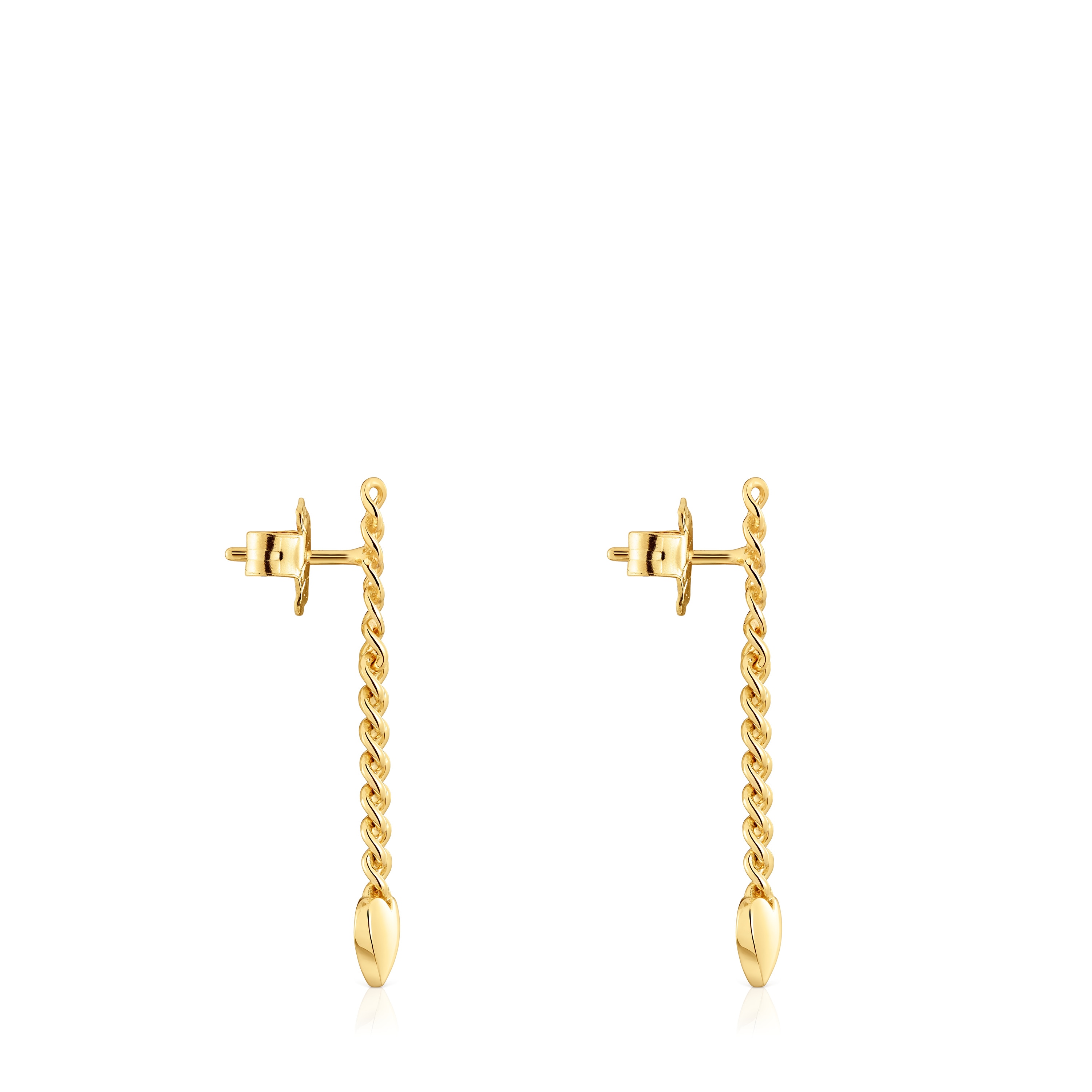 Pendientes largos corazón con baño de oro 18 kt sobre plata Bold Motif