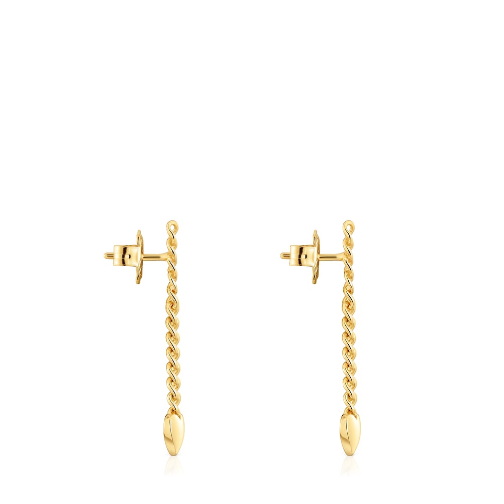 Long 18kt gold plating over silver heart Earrings Bold Motif image number 1