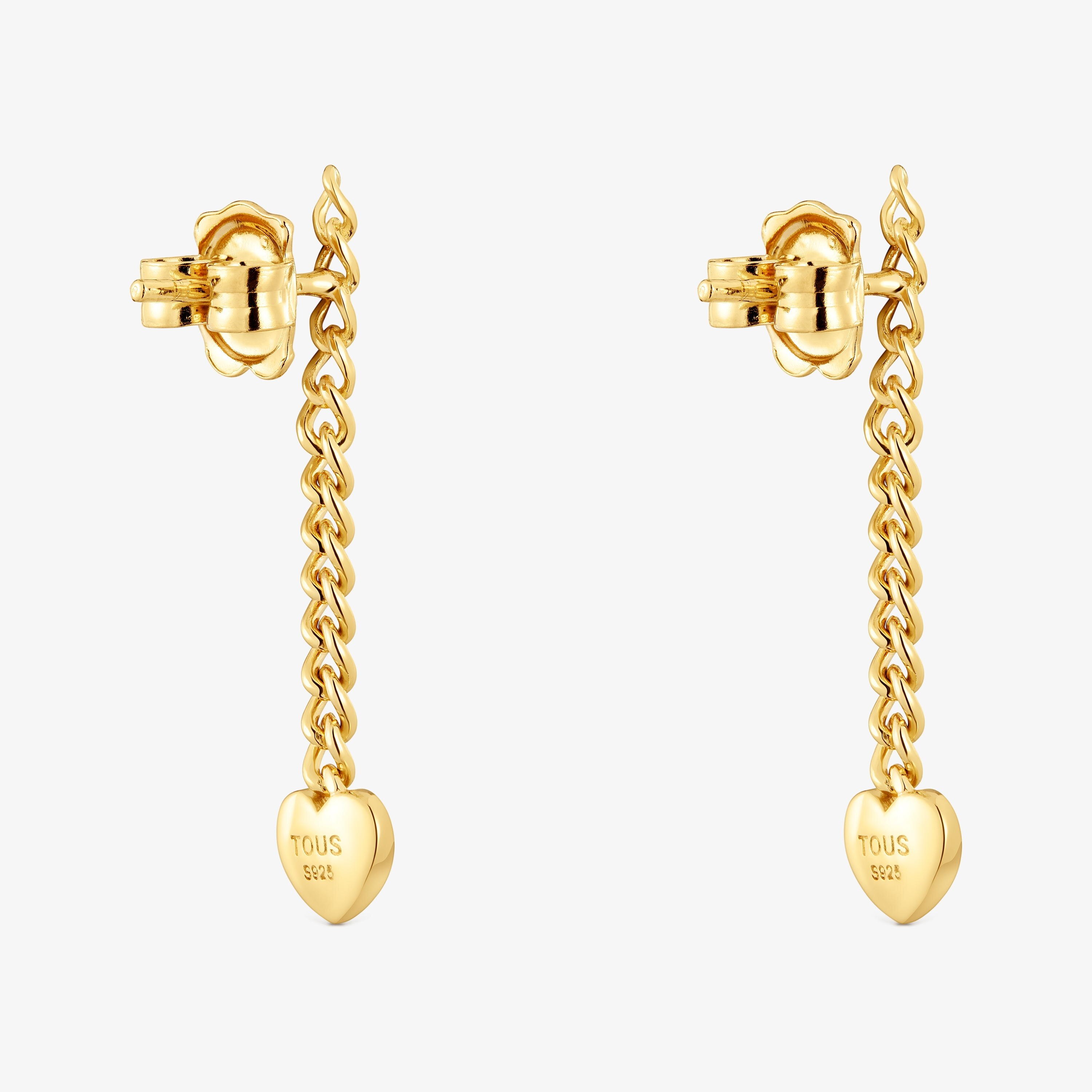 Long 18K gold vermeil heart Earrings Bold Motif