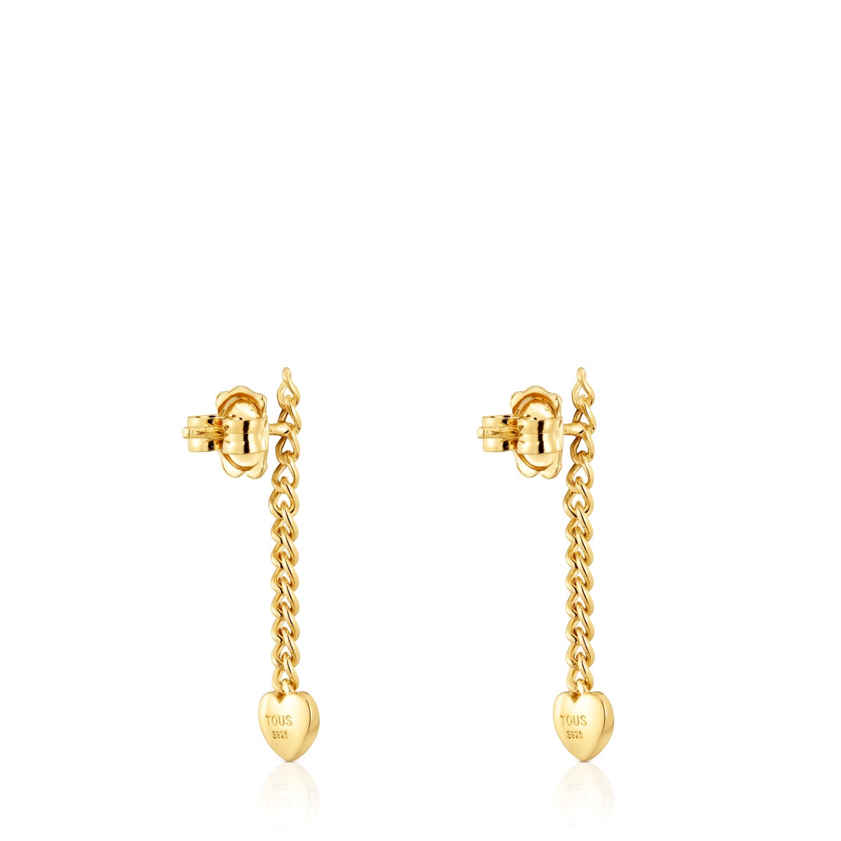 Long 18kt gold plating over silver heart Earrings Bold Motif