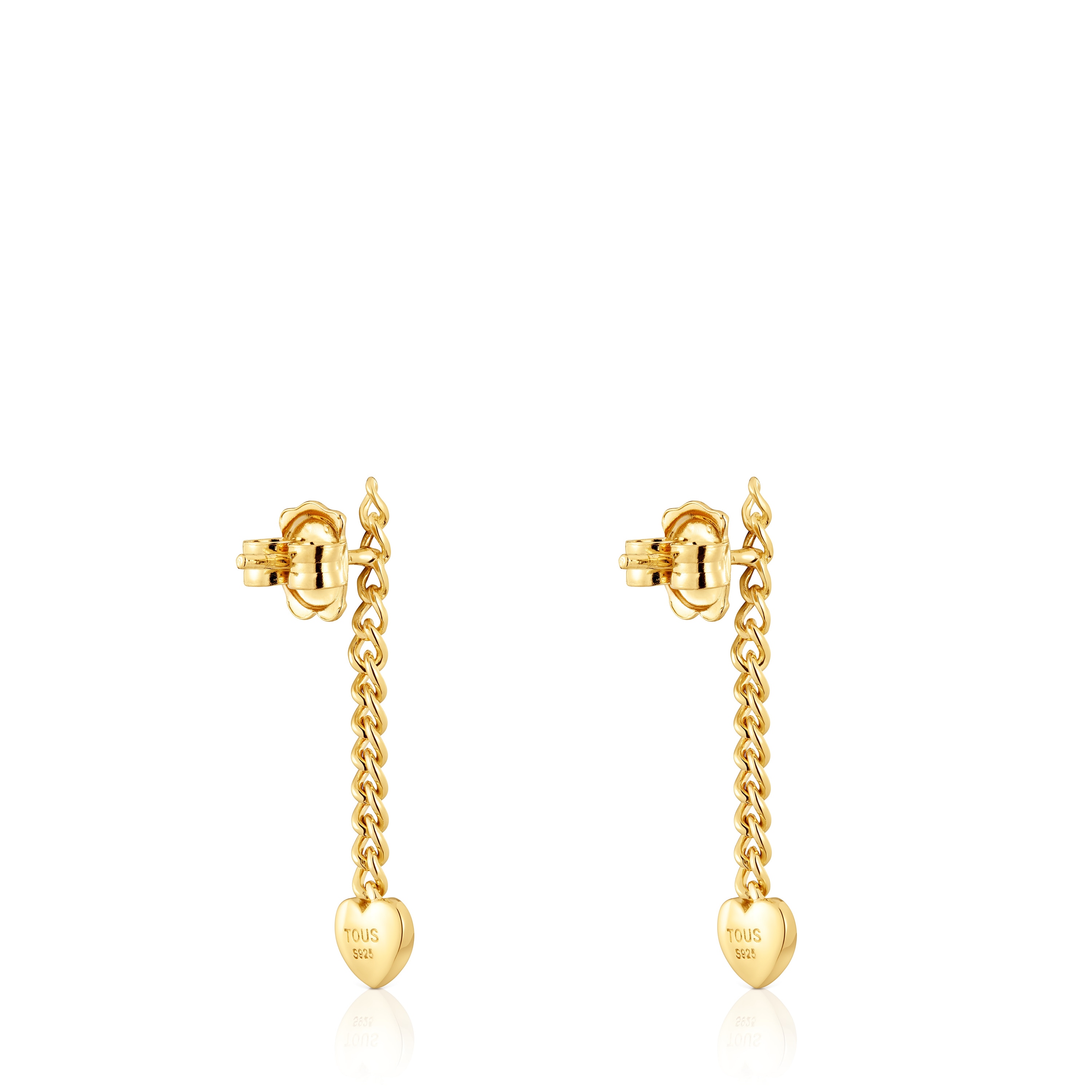 Pendientes largos corazón con baño de oro 18 kt sobre plata Bold Motif