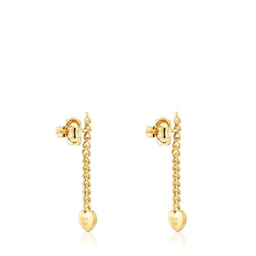 Long 18kt gold plating over silver heart Earrings Bold Motif