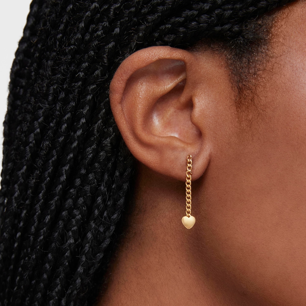 Długie kolczyki ze srebra powlekanego 18-karatowym złotem, z motywem serca Bold Motif