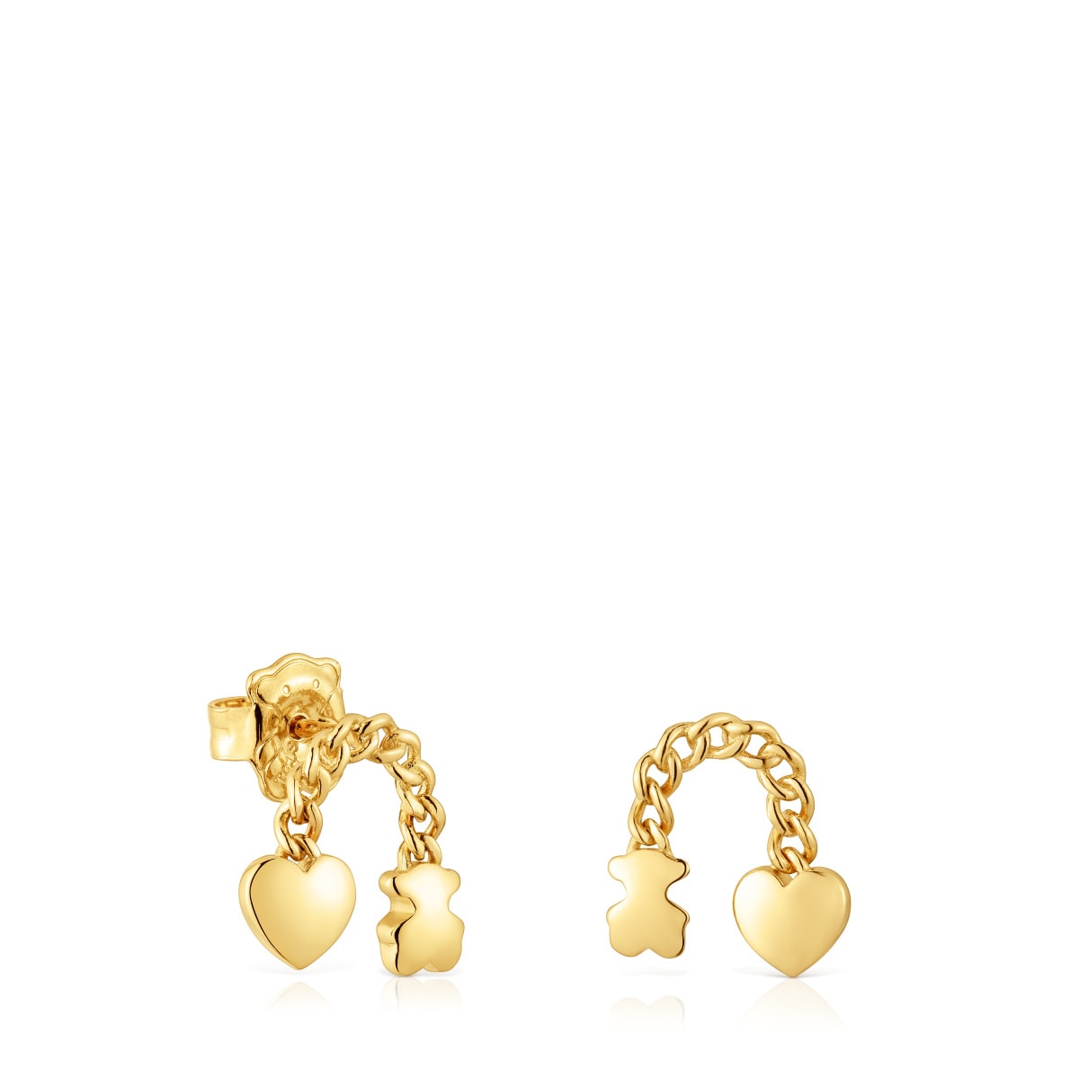 Pendientes cortos con baño de oro 18 kt sobre plata y motivos Bold Motif