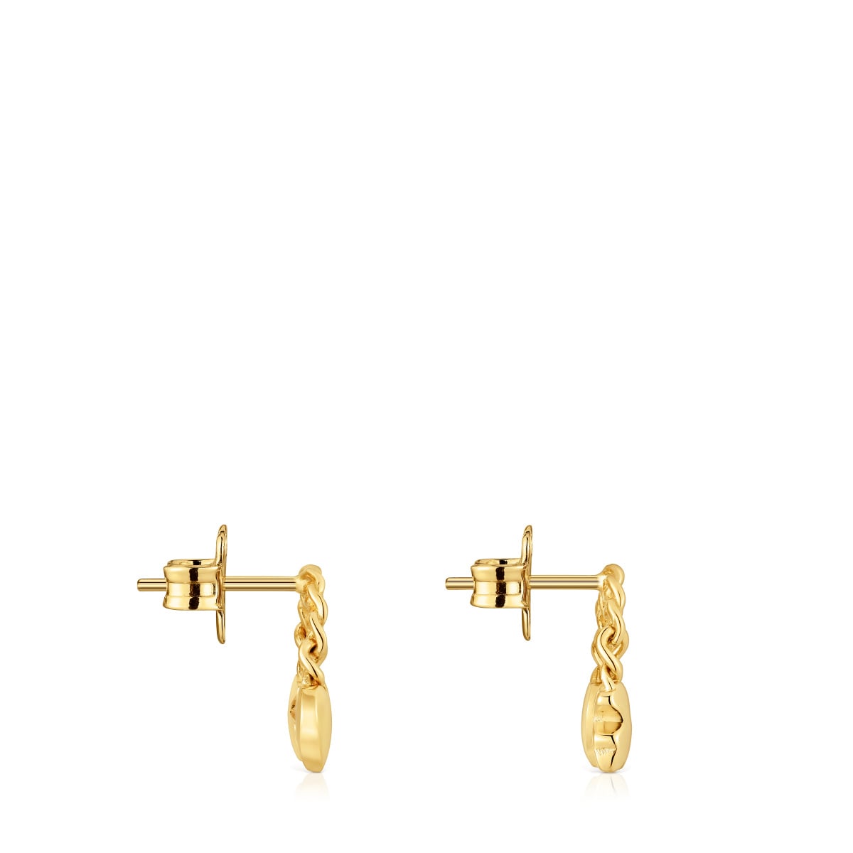Pendientes cortos con baño de oro 18 kt sobre plata y motivos Bold Motif