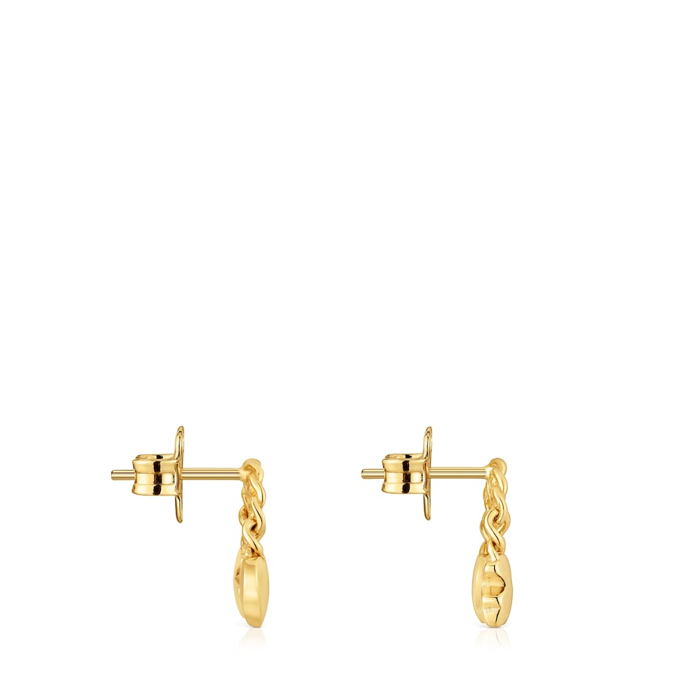 Pendientes cortos con baño de oro 18 kt sobre plata y motivos Bold Motif image number 1
