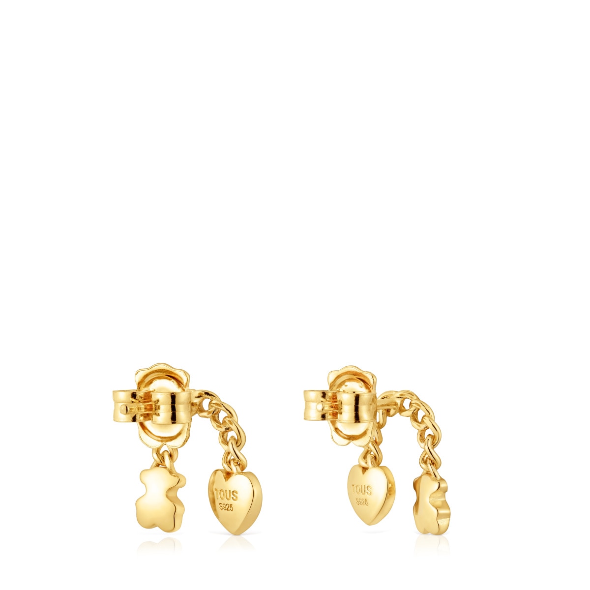 Pendientes cortos con baño de oro 18 kt sobre plata y motivos Bold Motif