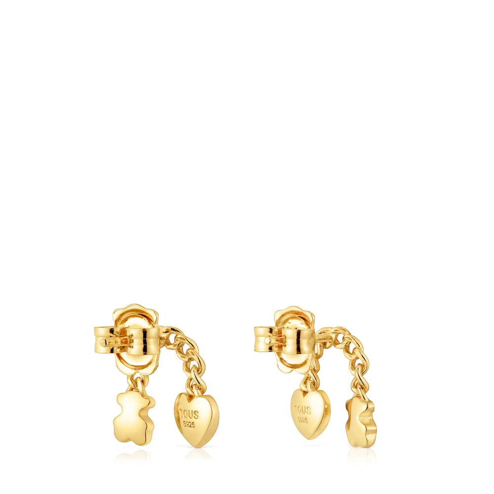 Pendientes cortos con baño de oro 18 kt sobre plata y motivos Bold Motif image number 2