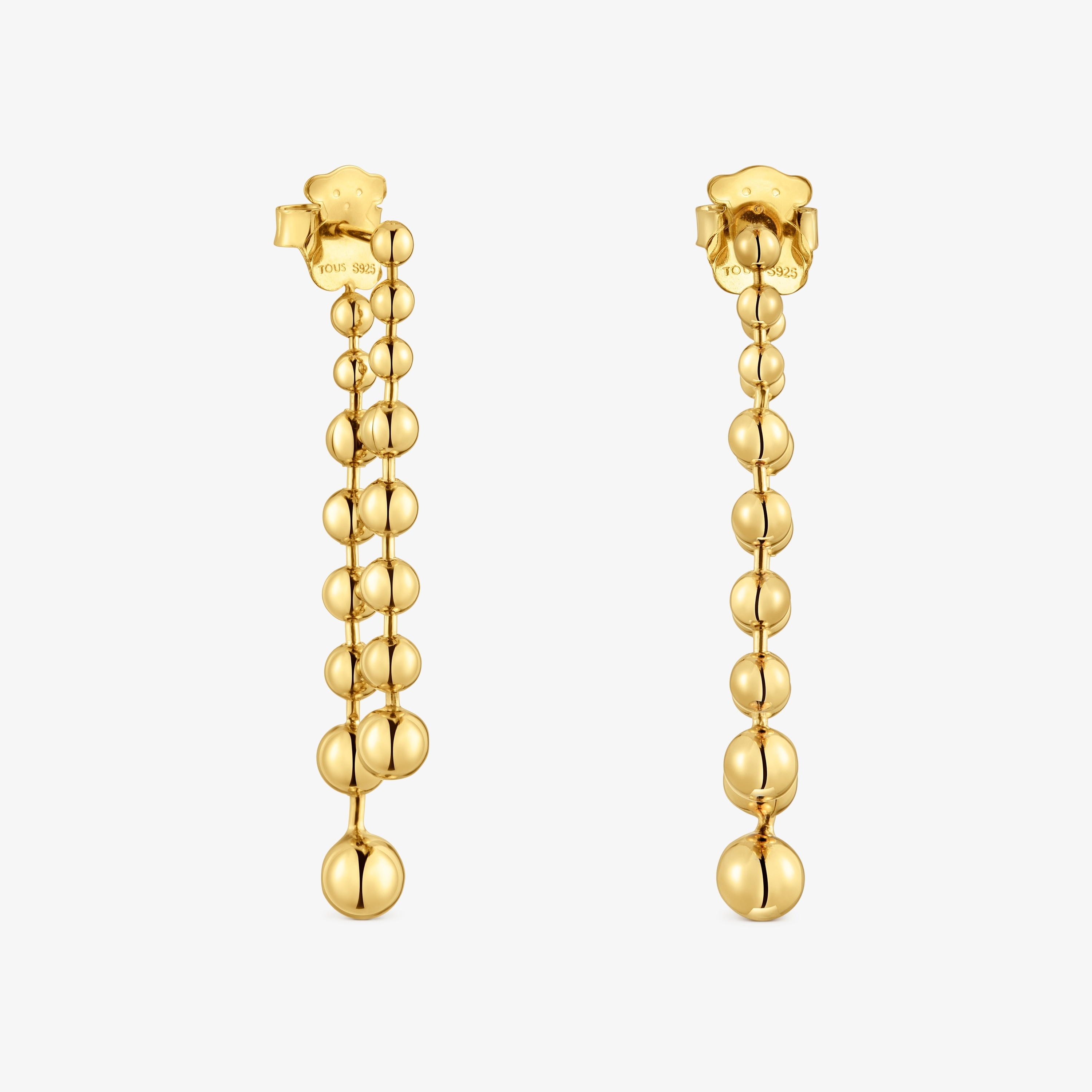 Long double Earrings with 18K gold vermeil Gloss