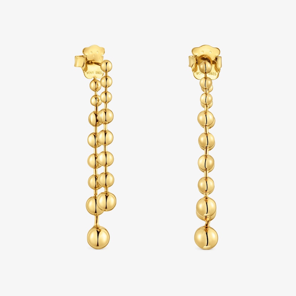 Long double Earrings with 18K gold vermeil Gloss