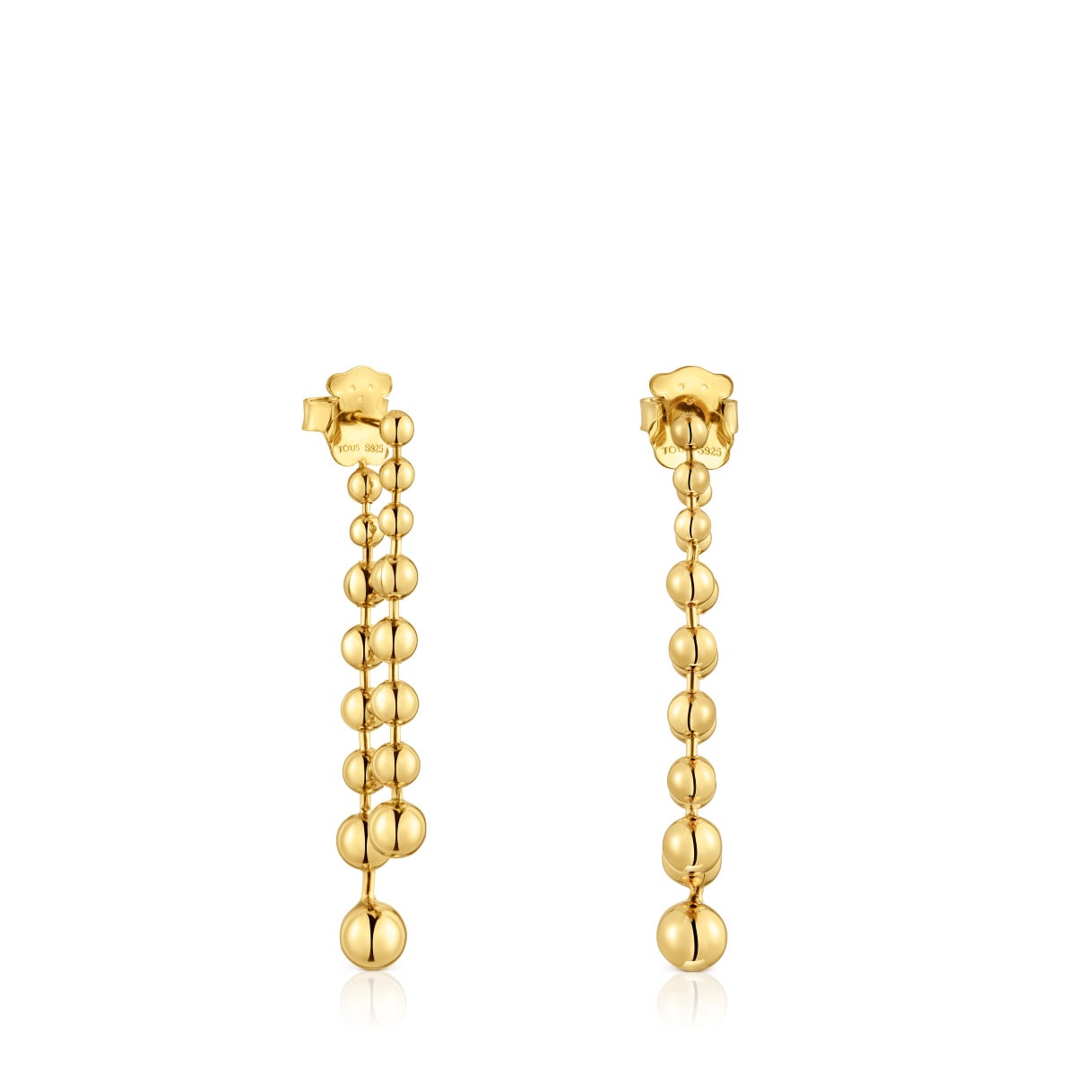 Pendientes largos dobles con baño de oro de 18 kt sobre plata Gloss image number 0