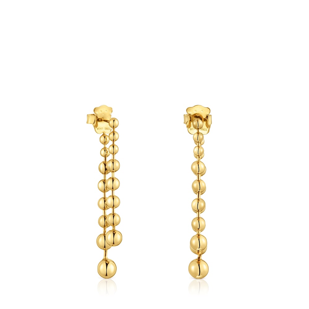 Long double Earrings with 18kt gold plating over silver Gloss
