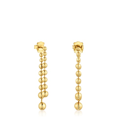 Long double Earrings with 18kt gold plating over silver Gloss