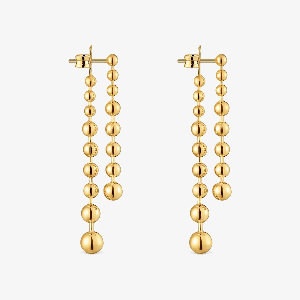 Long double Earrings with 18K gold vermeil Gloss
