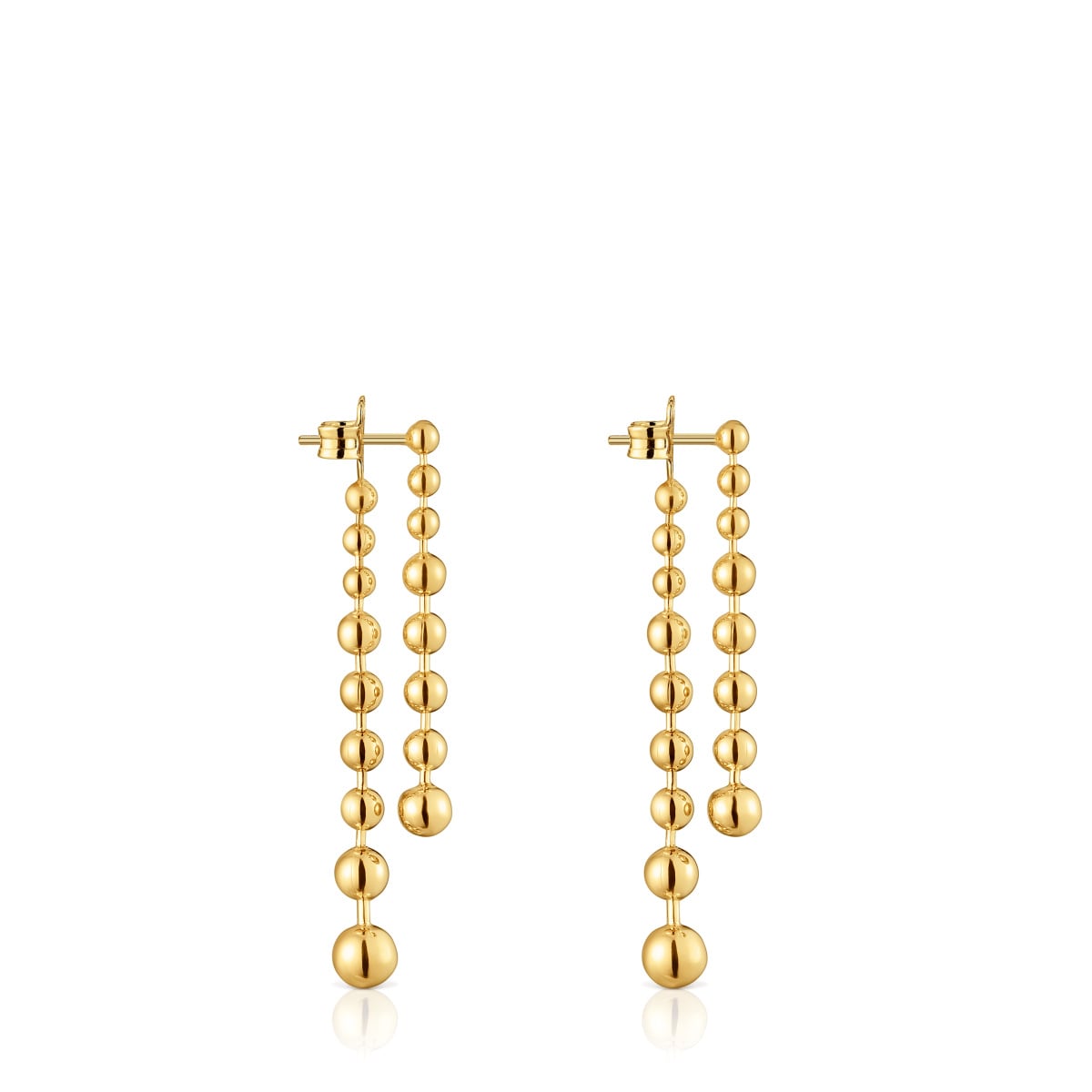 Pendientes largos dobles con baño de oro de 18 kt sobre plata Gloss image number 1