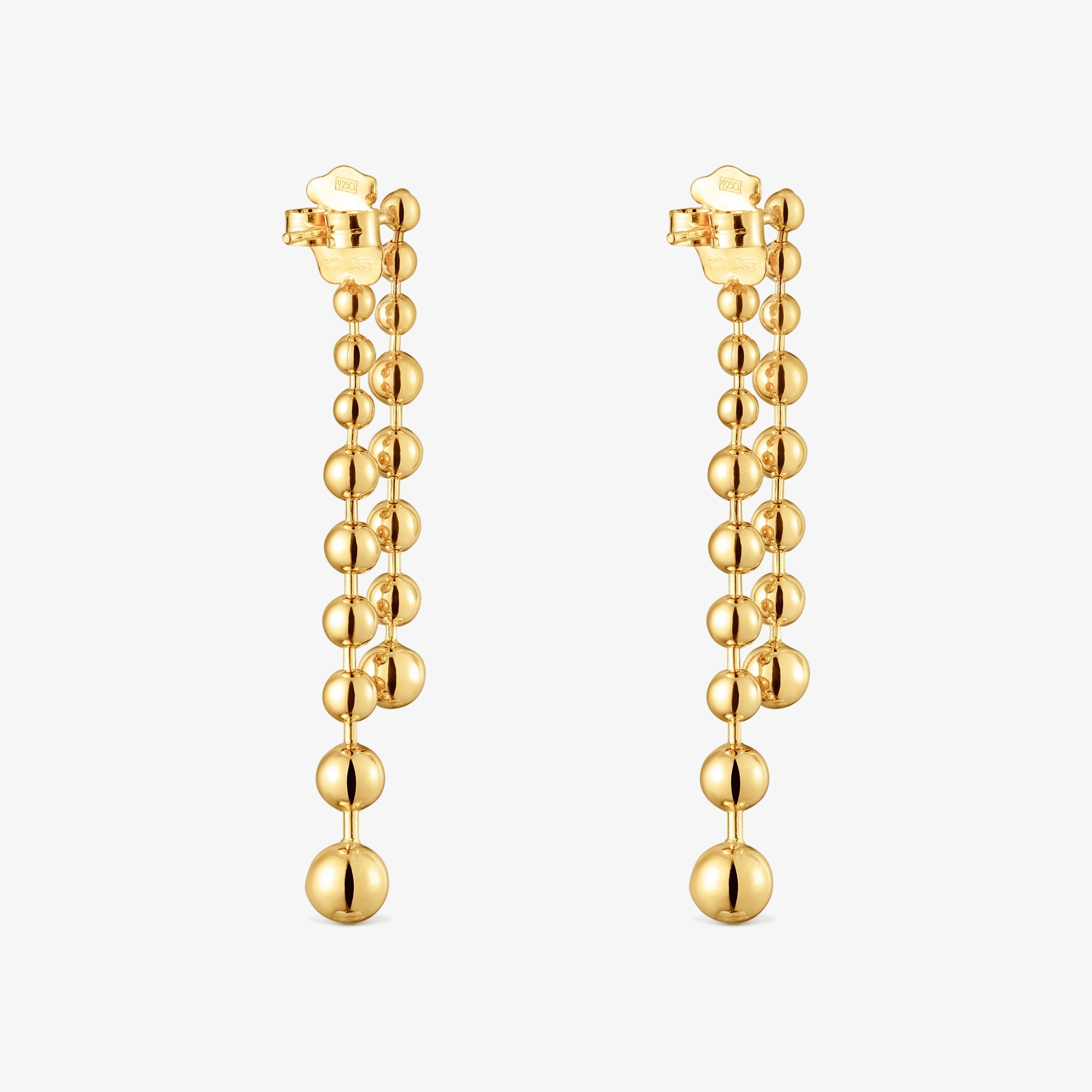 Long double Earrings with 18K gold vermeil Gloss