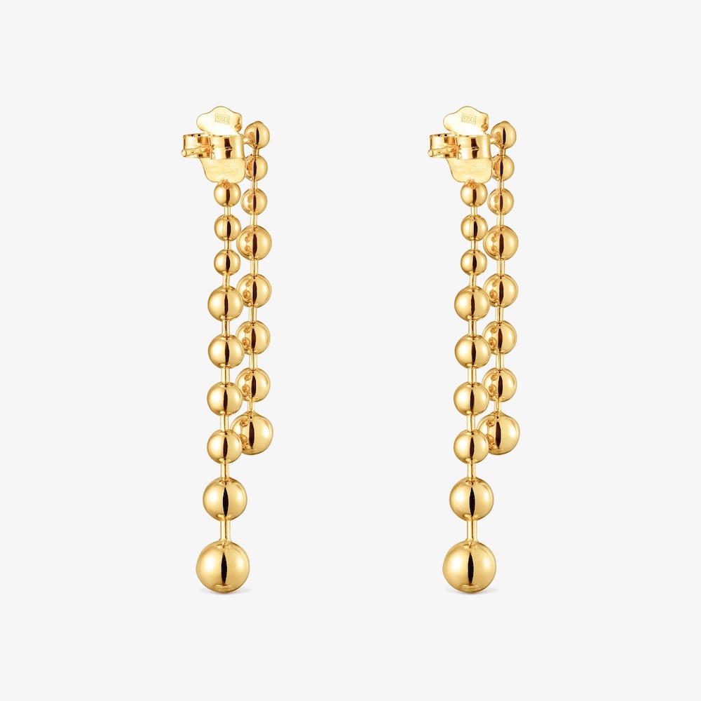 Long double Earrings with 18K gold vermeil Gloss
