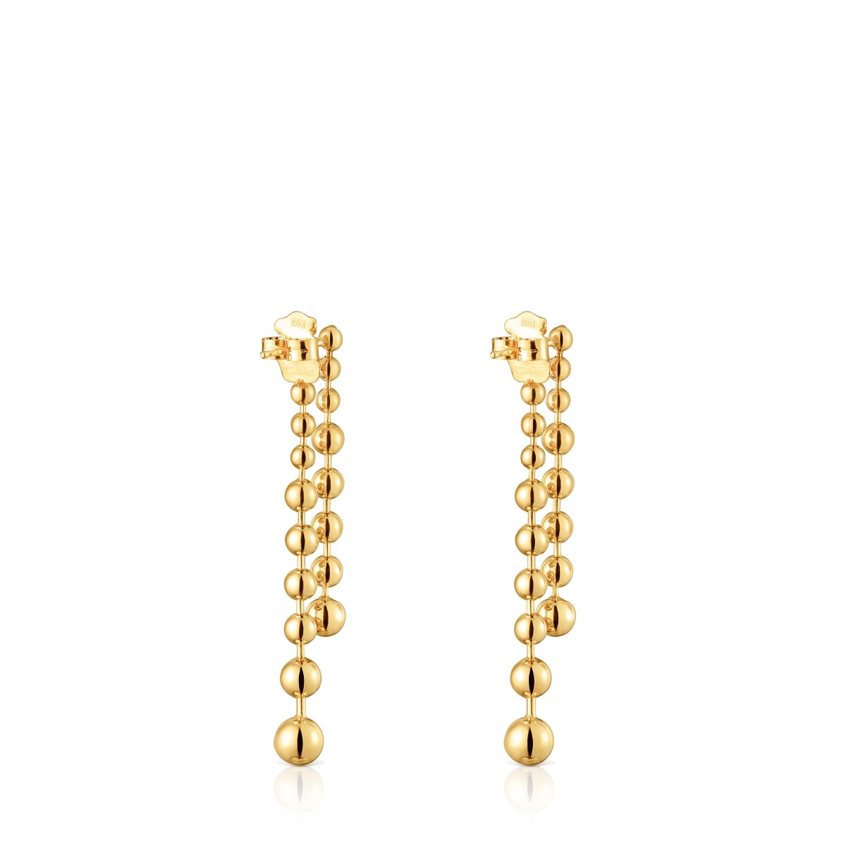 Pendientes largos dobles con baño de oro de 18 kt sobre plata Gloss image number 2