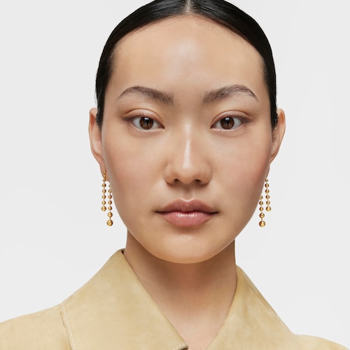 Long double Earrings with 18kt gold plating over silver Gloss