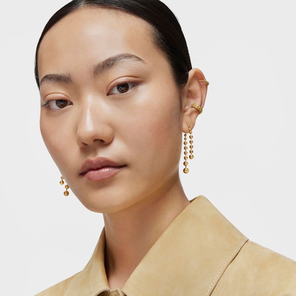 Long double Earrings with 18K gold vermeil Gloss