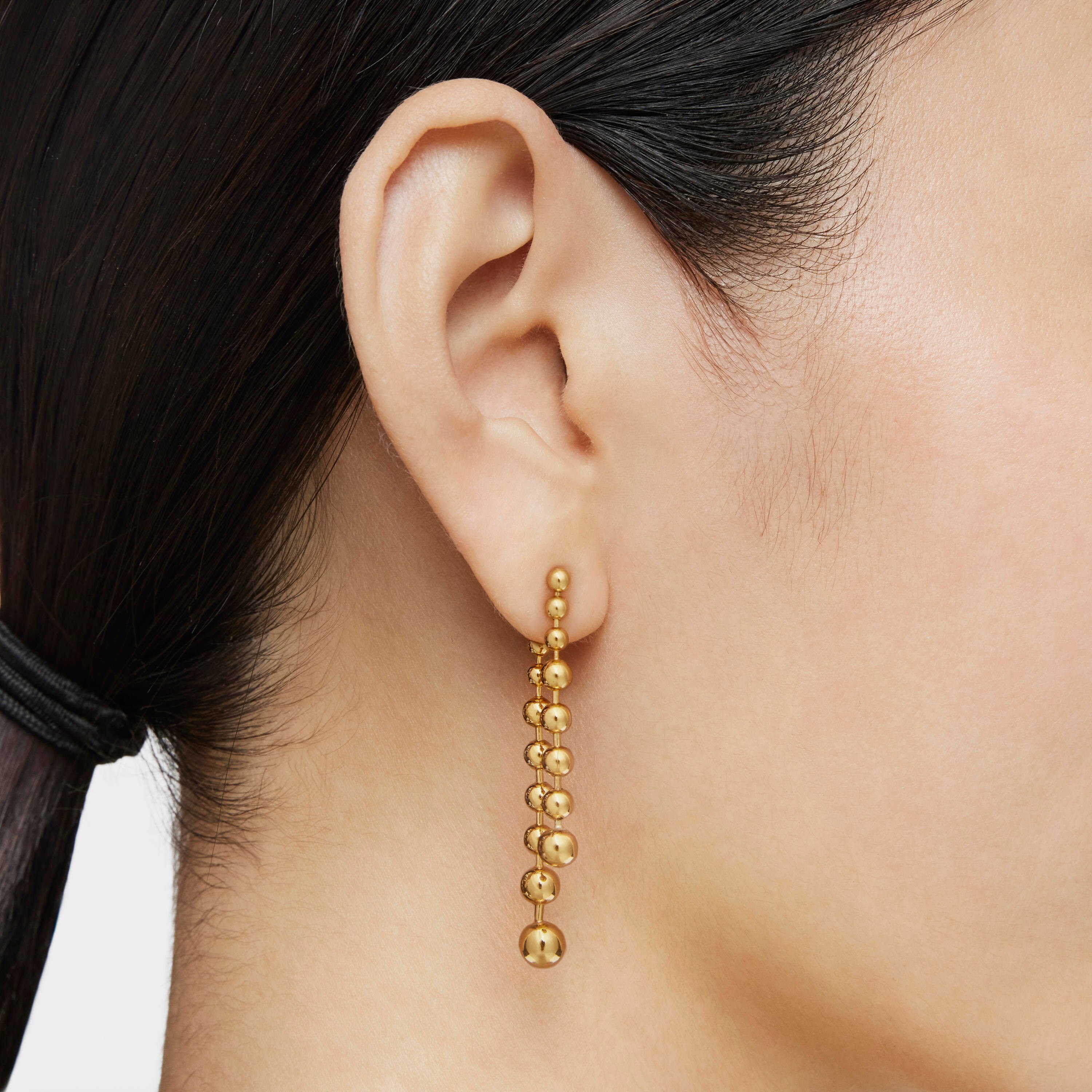 Long double Earrings with 18K gold vermeil Gloss