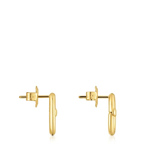 Pendientes pequeños con baño de oro 18 kt sobre plata Hold Oval