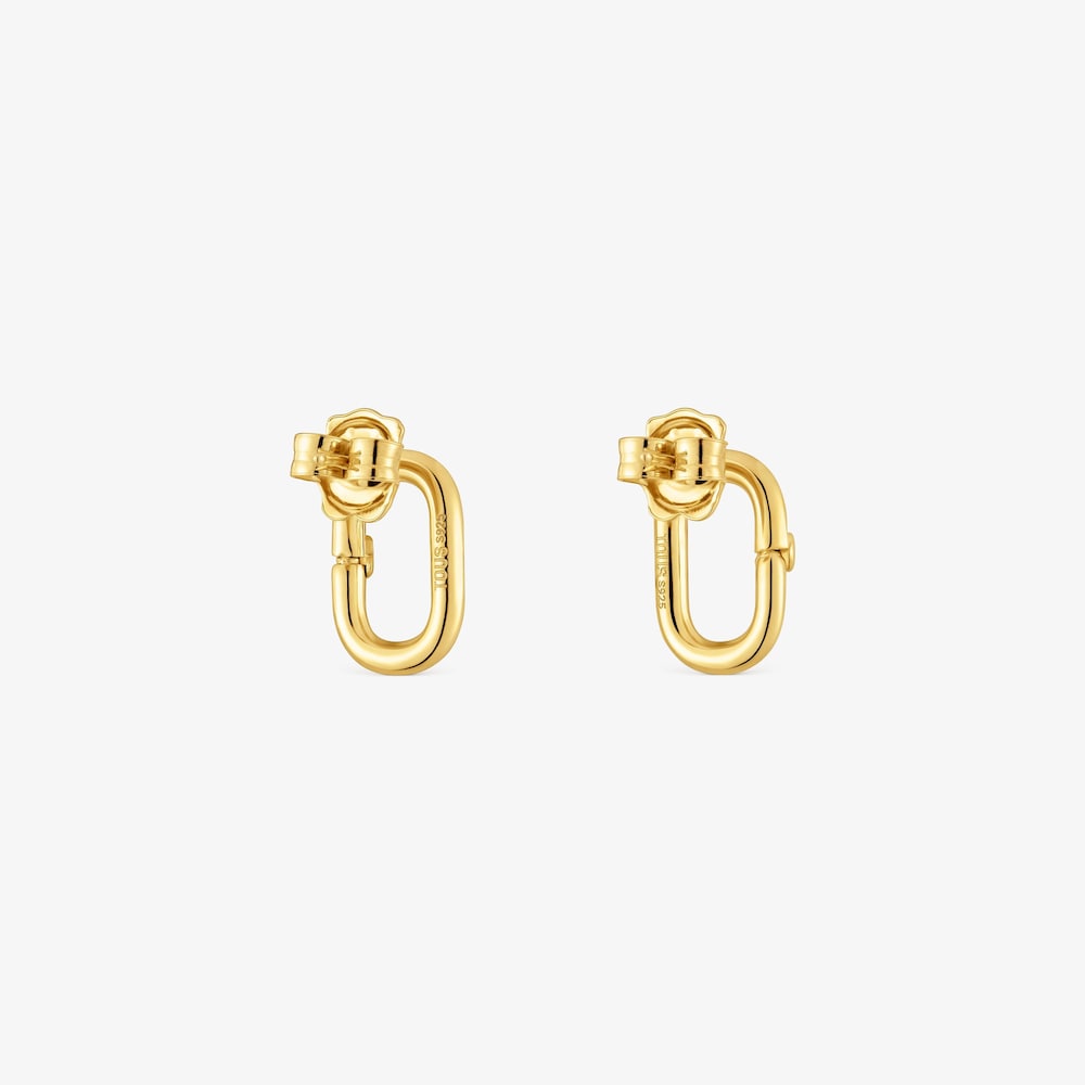 Pendientes peque&ntilde;os con ba&ntilde;o de oro 18 kt sobre plata Hold Oval