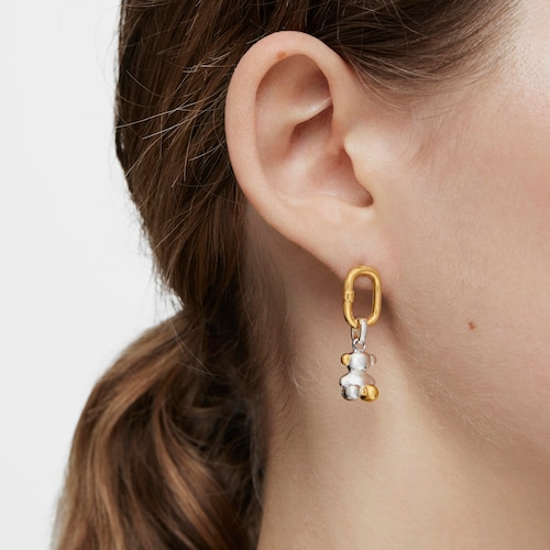 Pendientes pequeños con baño de oro 18 kt sobre plata Hold Oval