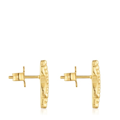 Pendientes pequeños oso con baño de oro de 18 kt sobre plata TOUS Grain