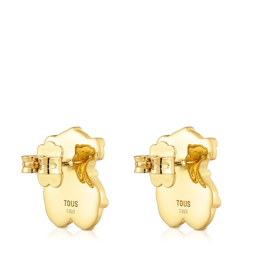 Pendientes pequeños oso con baño de oro de 18 kt sobre plata TOUS Grain