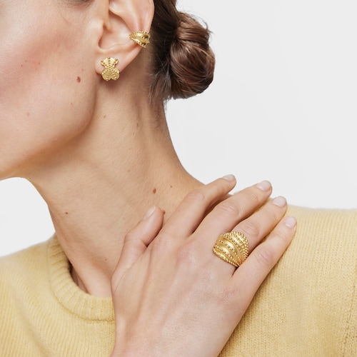 Pendientes pequeños oso con baño de oro de 18 kt sobre plata TOUS Grain