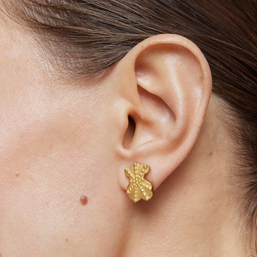 Pendientes pequeños oso con baño de oro de 18 kt sobre plata TOUS Grain