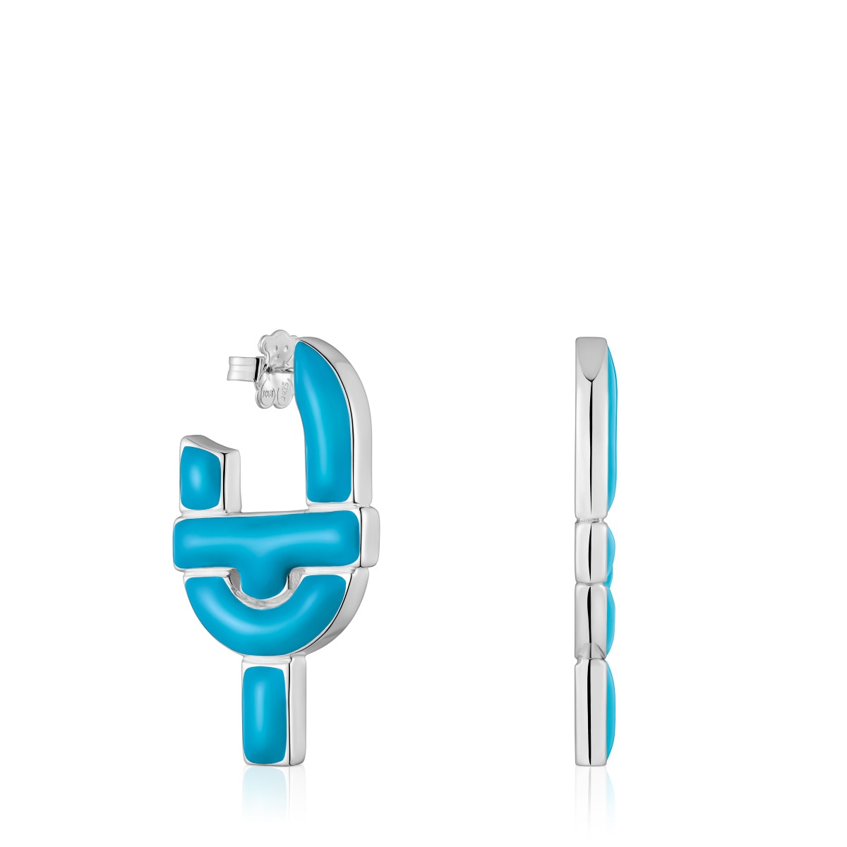 Silver and blue enamel Hoop earrings TOUS MANIFESTO