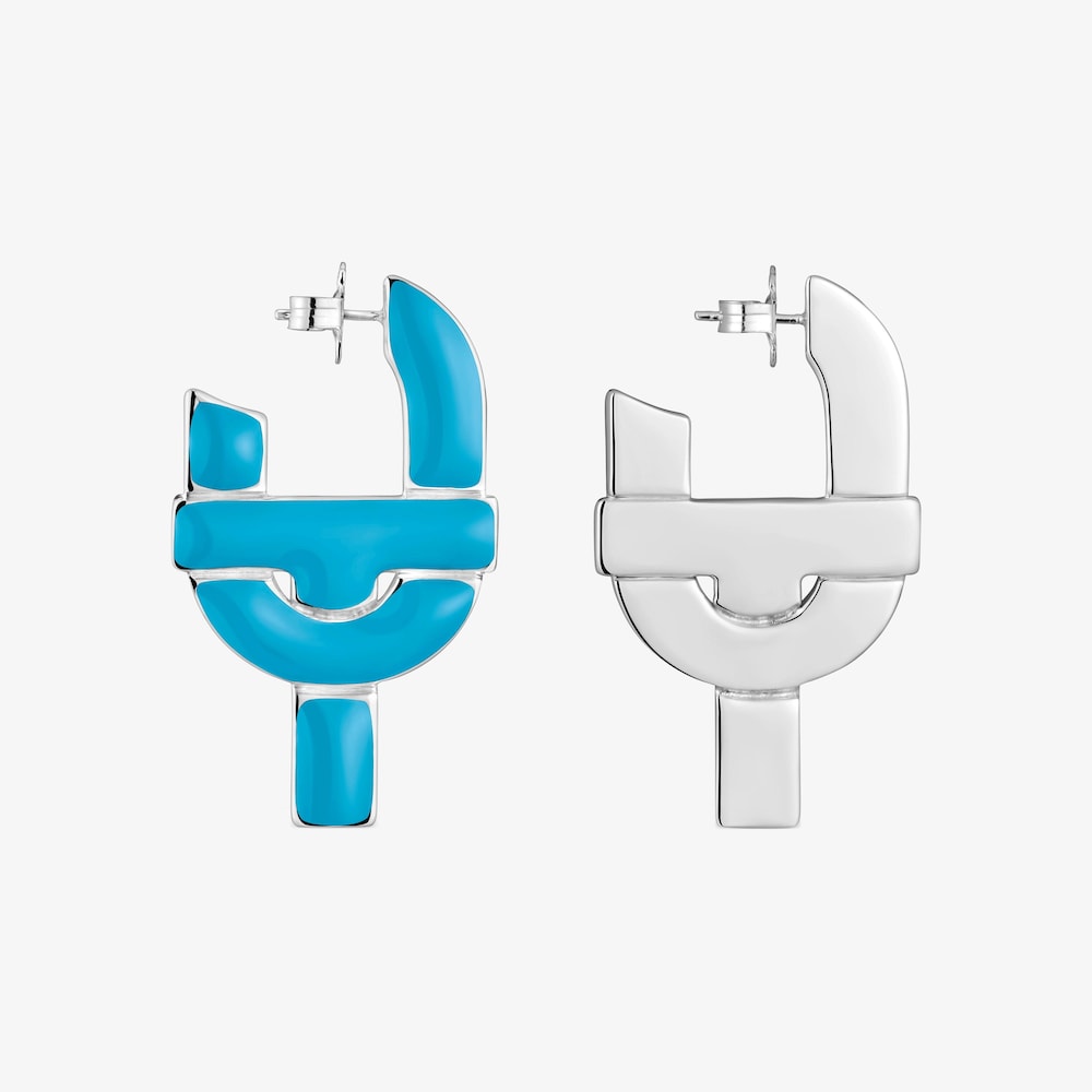 Strieborn&eacute; Obručov&eacute; n&aacute;u&scaron;nice s modr&yacute;m smaltom TOUS MANIFESTO