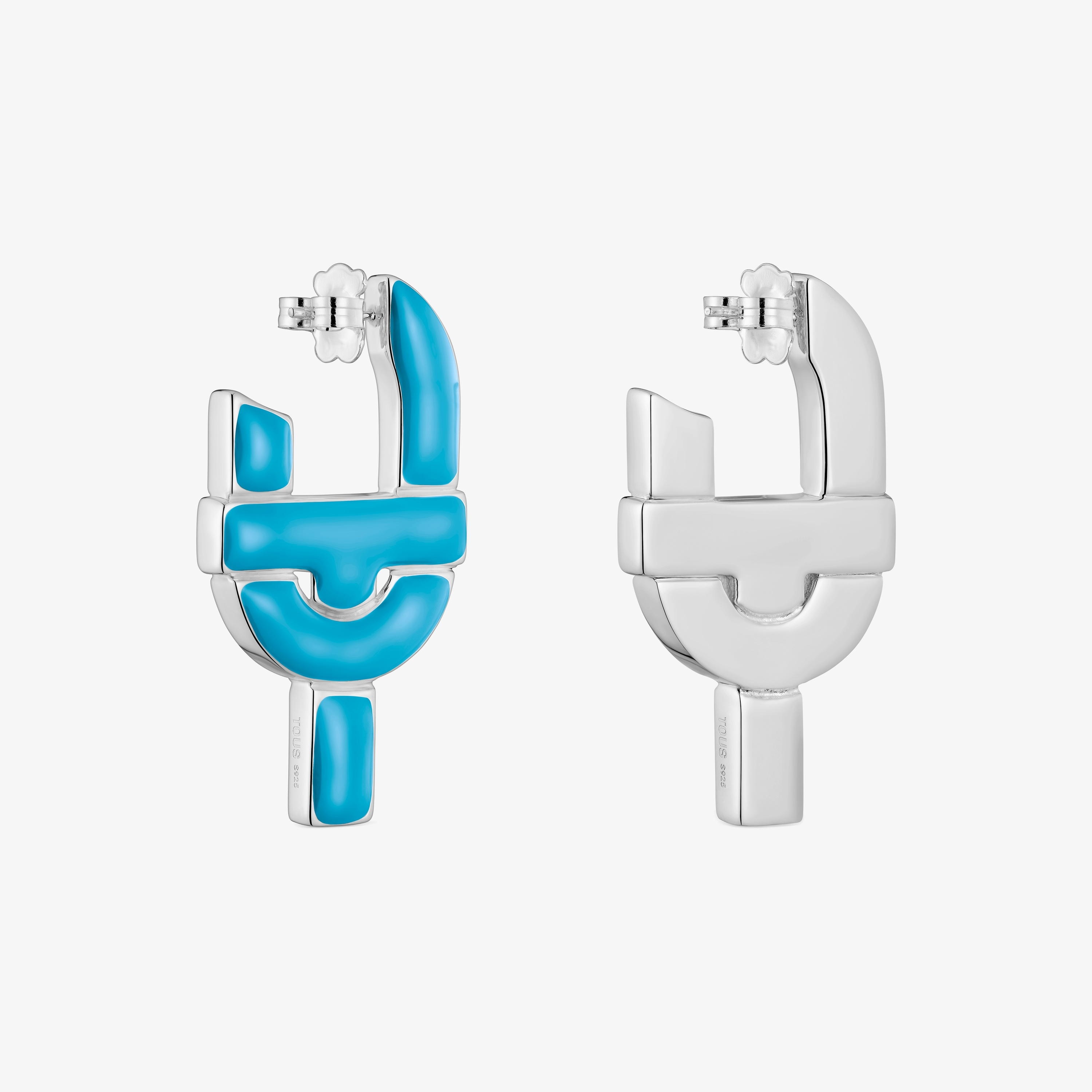 Silver and blue enamel Hoop earrings TOUS MANIFESTO