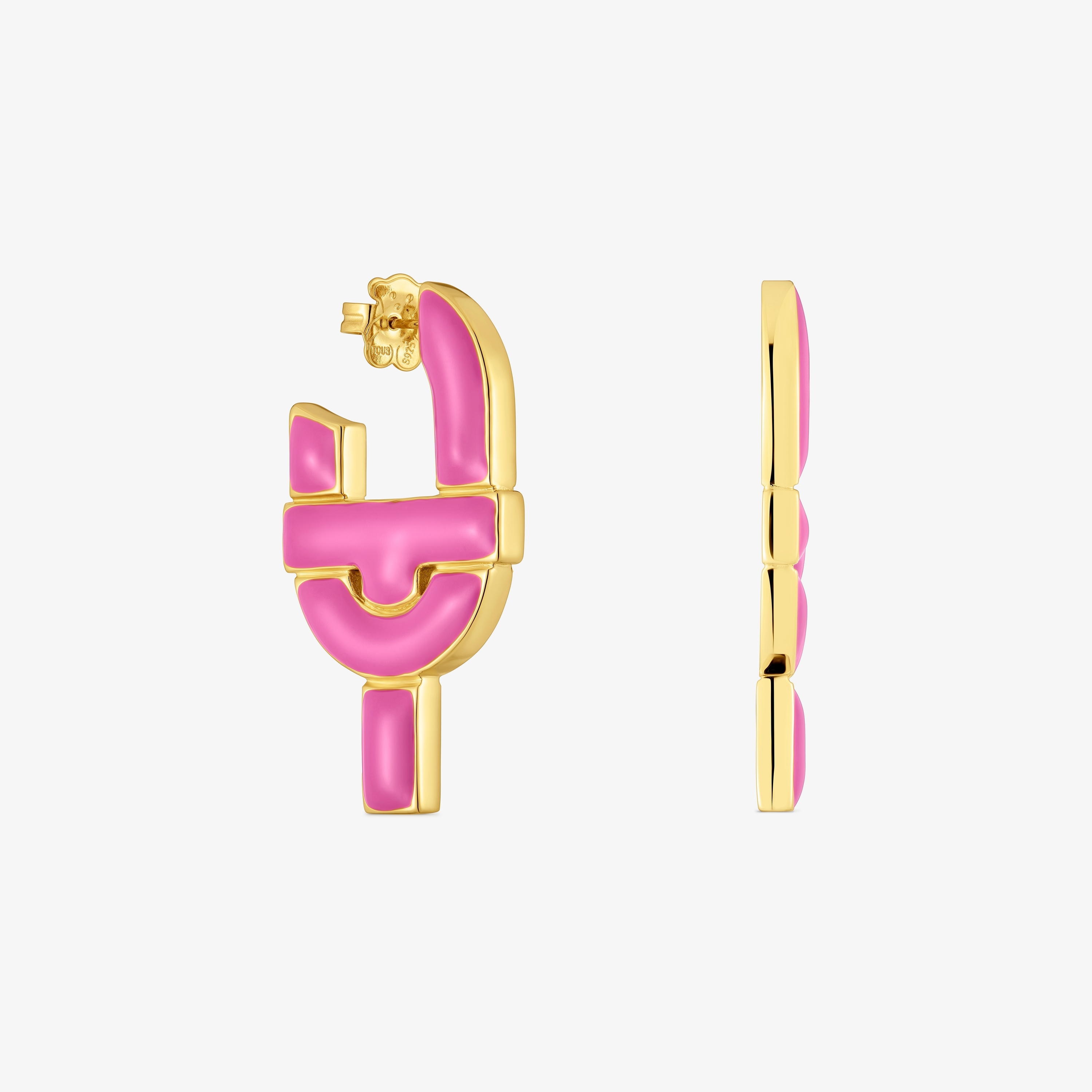 Silver and fuchsia-colored enamel Hoop earrings TOUS MANIFESTO