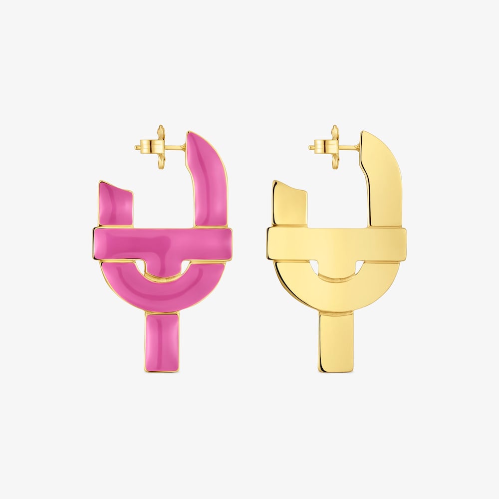 Silver and fuchsia-colored enamel Hoop earrings TOUS MANIFESTO