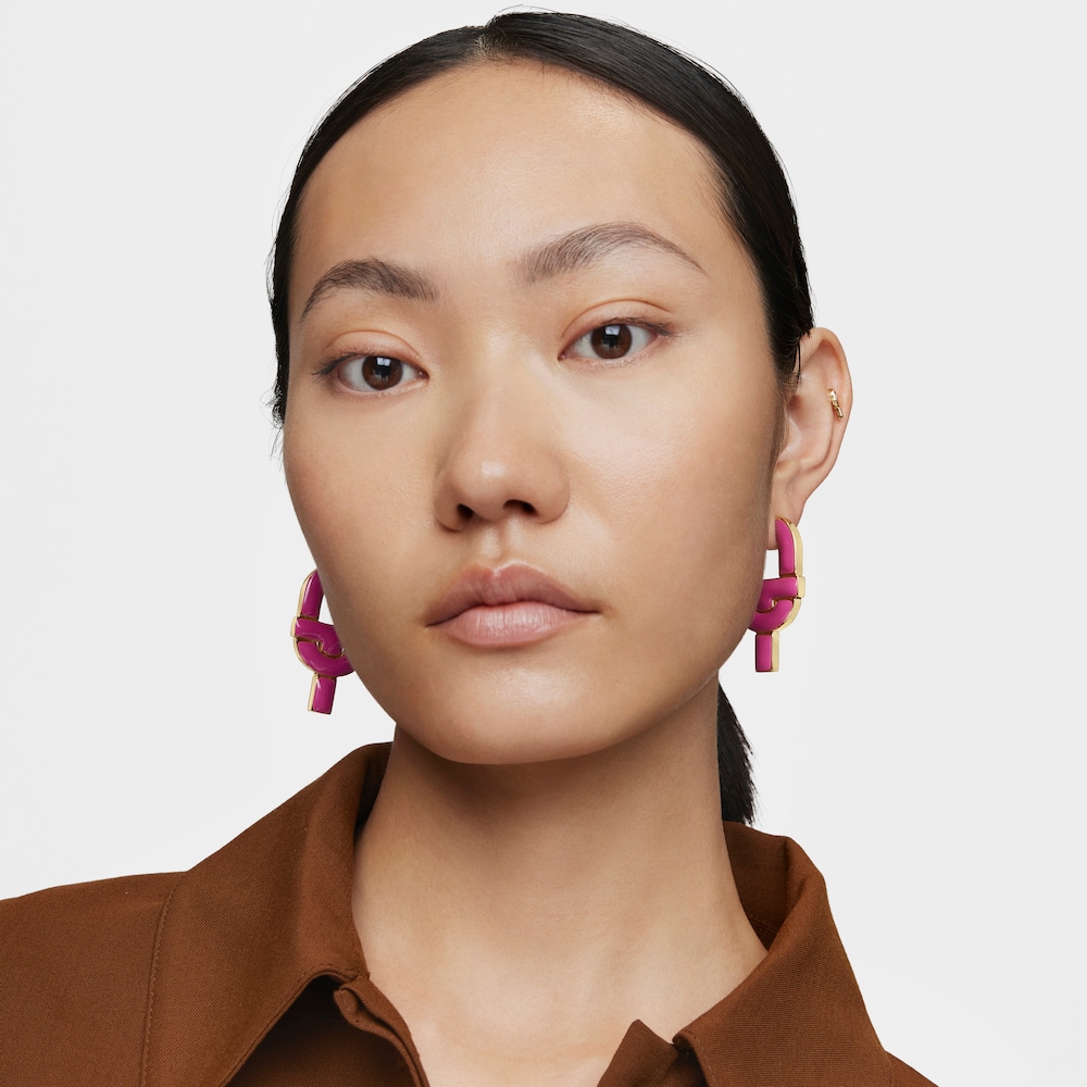 Silver and fuchsia-colored enamel Hoop earrings TOUS MANIFESTO